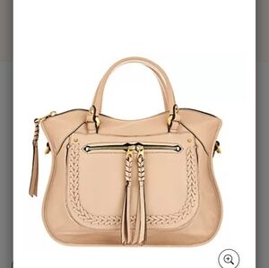 orYANY Sarah Whip Stitch Tan Pebble Leather Satchel Shoulder Bag